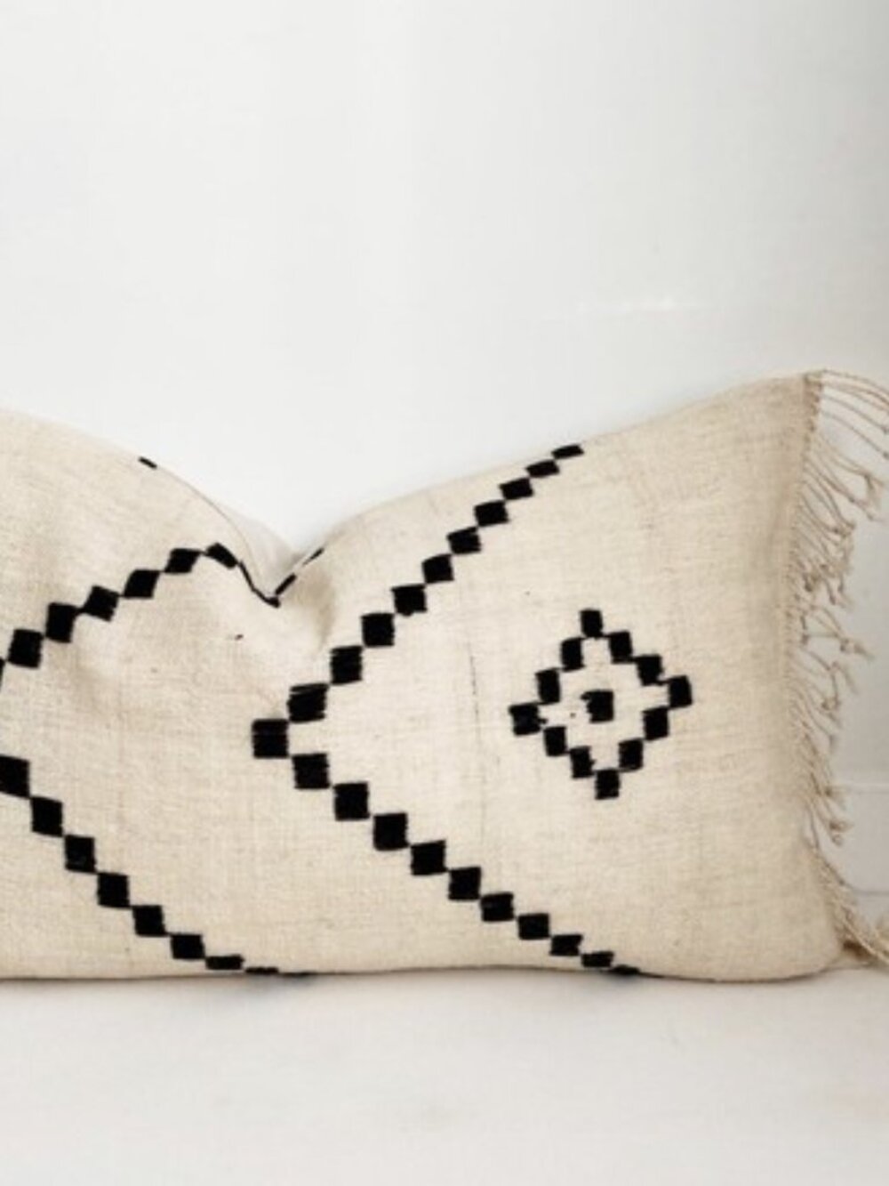 Vintage Boho Bhujodi Indian Wool Lumbar Pillow Cove